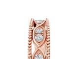 Rose gold Round Diamond Marquise Milgrain Two-Tone Prong Set Band_5