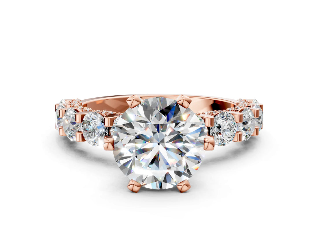 Rose gold Round Diamond Mens Ring with Graduated Side Stones
