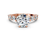 Rose gold Round Diamond Mens Ring with Graduated Side Stones