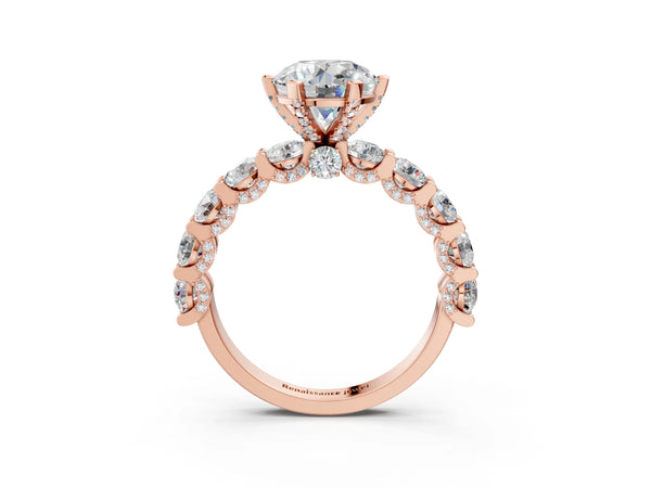 Rose gold Round Diamond Mens Ring with Graduated Side Stones