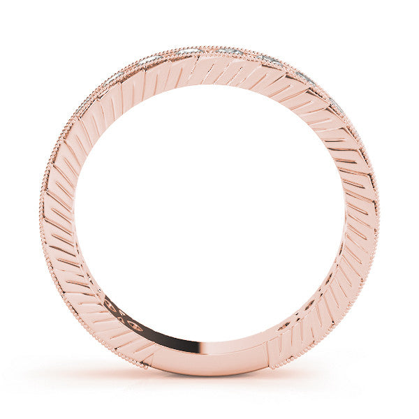 Rose gold Round Diamond Milgrain Channel Set Eternity Band 1