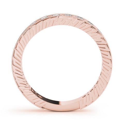 Rose gold Round Diamond Milgrain Channel Set Eternity Band 1