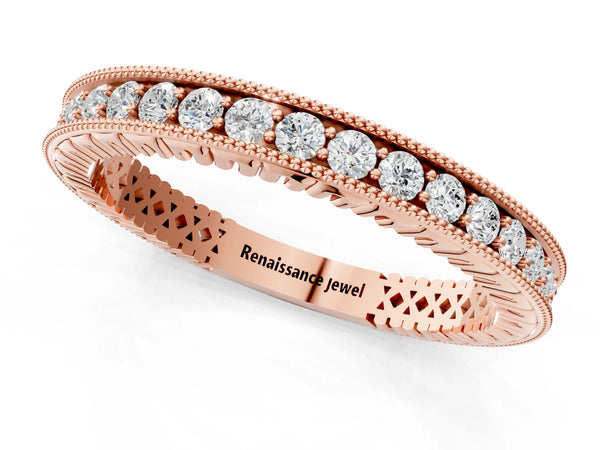 Rose gold Round Diamond Milgrain Channel Set Eternity Band