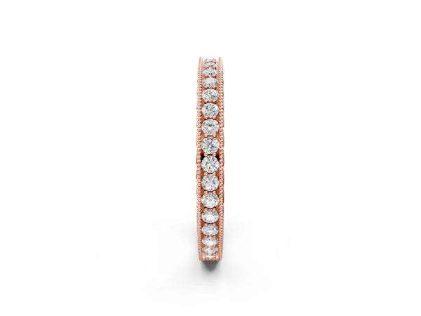 Rose gold Round Diamond Milgrain Channel Set Eternity Band