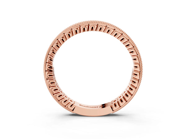 Rose gold Round Diamond Milgrain Channel Set Eternity Band