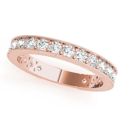 Rose gold Round Diamond Milgrain Channel Set Eternity Band