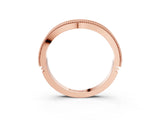 Rose gold Round Diamond Milgrain Contour Wedding Band with Pavé Setting_7