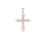 Rose gold Round Diamond Milgrain Cross Pendant with Bezel Setting_34