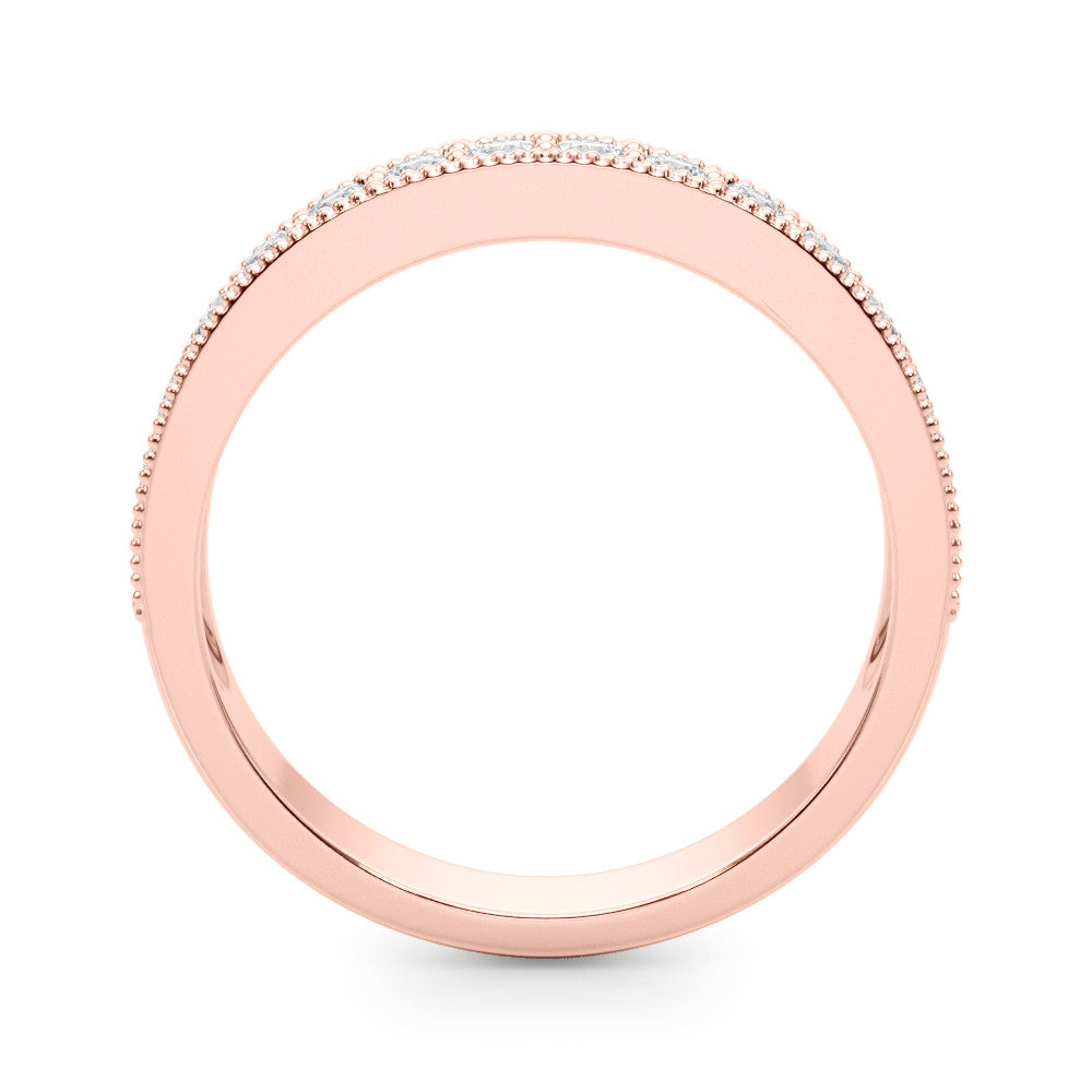 Rose gold Round Diamond Milgrain Pavé Eternity Band 1
