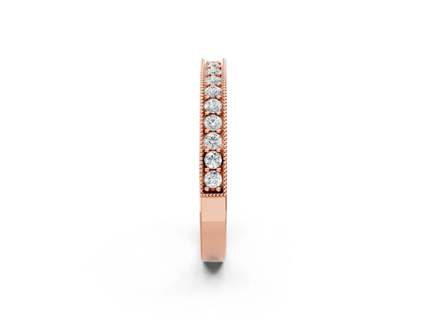 Rose gold Round Diamond Milgrain Pavé Eternity Band