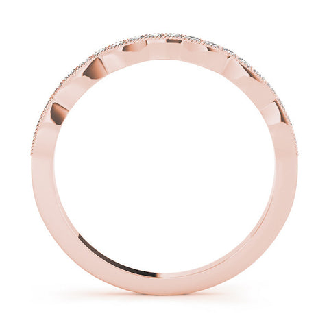 Rose gold Round Diamond Milgrain Pave Contour Band 1