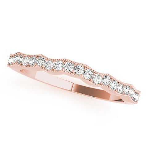 Rose gold Round Diamond Milgrain Pave Contour Band