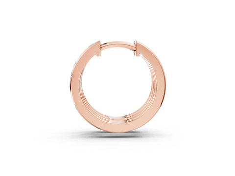Rose gold Round Diamond Mosaic Hoop Earrings_1