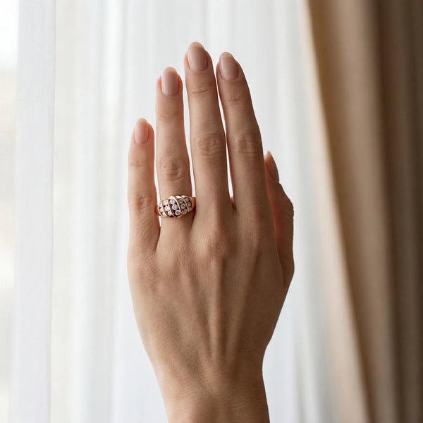 Rose gold Round Diamond Multi-Row Crossover Band