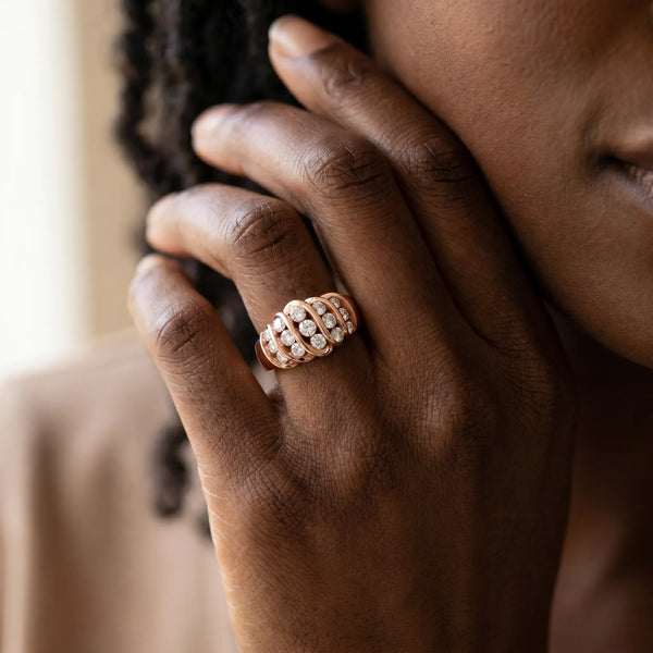 Rose gold Round Diamond Multi-Row Crossover Band