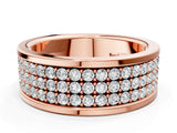 Rose gold Round Diamond Multi-Row Pavé Mens Band