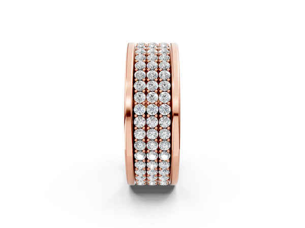 Rose gold Round Diamond Multi-Row Pavé Mens Band
