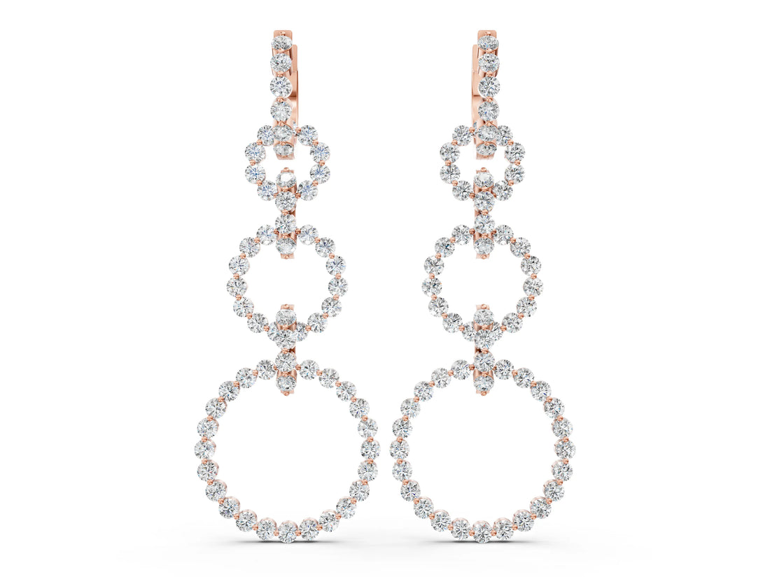 Rose gold Round Diamond Multiway Open Circle Statement Earrings
