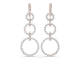 Rose gold Round Diamond Multiway Open Circle Statement Earrings