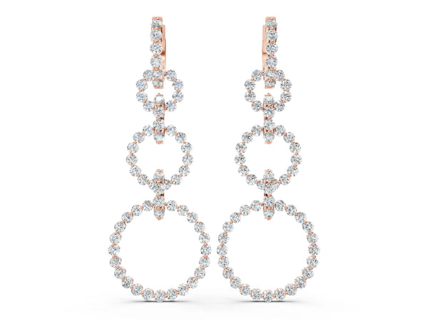 Rose gold Round Diamond Multiway Open Circle Statement Earrings