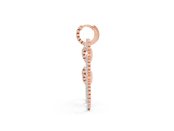 Rose gold Round Diamond Multiway Open Circle Statement Earrings