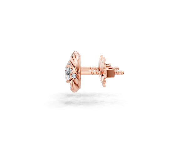 Rose gold Round Diamond Oceana Halo Stud Earrings