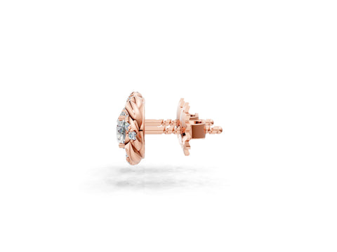 Rose gold Round Diamond Oceana Halo Stud Earrings_1