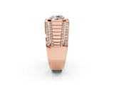 Rose gold Round Diamond Octagonal Halo Mens Ring with Pavé Accents_2