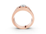 Rose gold Round Diamond Octagonal Halo Mens Ring with Pavé Accents_3