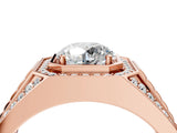 Rose gold Round Diamond Octagonal Halo Mens Ring with Pavé Accents_4