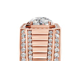 Rose gold Round Diamond Octagonal Halo Mens Ring with Pavé Accents_5