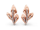 Rose gold Round Diamond Olive Branch Stud Earrings_8
