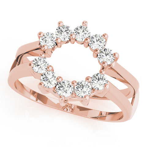 Rose gold Round Diamond Open Circle Split Shank Prong Setting Ring