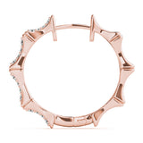 Rose gold Round Diamond Pavé Bamboo Hoop Earrings with Four-Prong Setting 2
