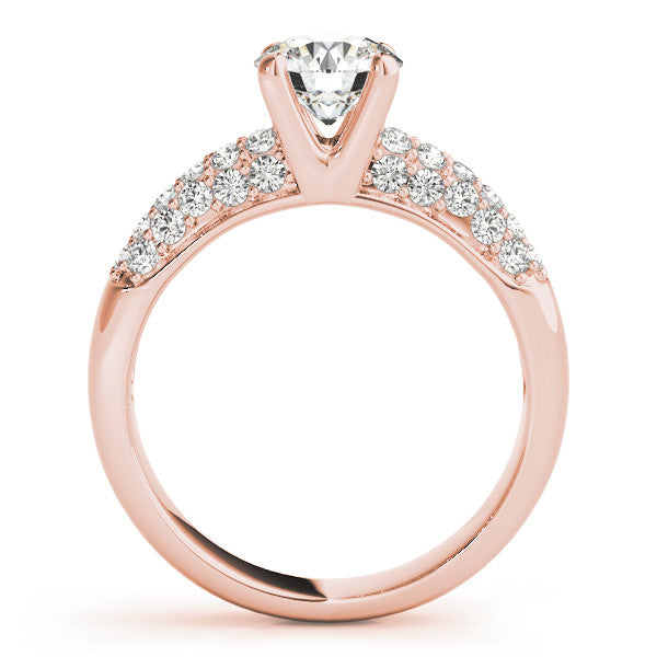 Rose gold Round Diamond Pavé Band Solitaire Ring with Four-Prong Setting 2
