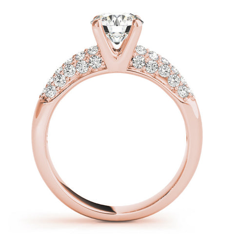 Rose gold Round Diamond Pavé Band Solitaire Ring with Four-Prong Setting 2