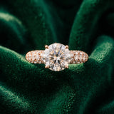 Rose gold Round Diamond Pavé Band Solitaire Ring with Four-Prong Setting_15