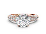 Rose gold Round Diamond Pavé Band Solitaire Ring with Four-Prong Setting_50