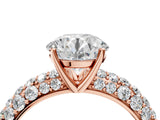 Rose gold Round Diamond Pavé Band Solitaire Ring with Four-Prong Setting_54