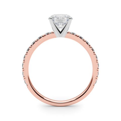 Rose gold Round Diamond Pavé Band Solitaire with Four-Prong Setting 2