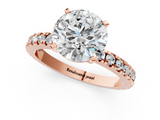 Rose gold Round Diamond Pavé Band Solitaire with Four-Prong Setting_203