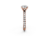 Rose gold Round Diamond Pavé Band Solitaire with Four-Prong Setting_204
