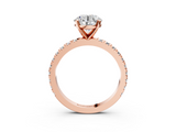Rose gold Round Diamond Pavé Band Solitaire with Four-Prong Setting_205