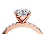 Rose gold Round Diamond Pavé Band Solitaire with Four-Prong Setting_206
