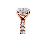 Rose gold Round Diamond Pavé Band Solitaire with Four-Prong Setting_207