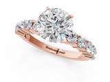 Rose gold Round Diamond Pavé Band Solitaire with Four-Prong Setting_26