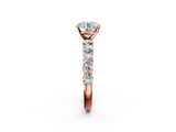 Rose gold Round Diamond Pavé Band Solitaire with Four-Prong Setting_27