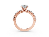 Rose gold Round Diamond Pavé Band Solitaire with Four-Prong Setting_28
