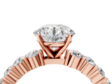 Rose gold Round Diamond Pavé Band Solitaire with Four-Prong Setting_29
