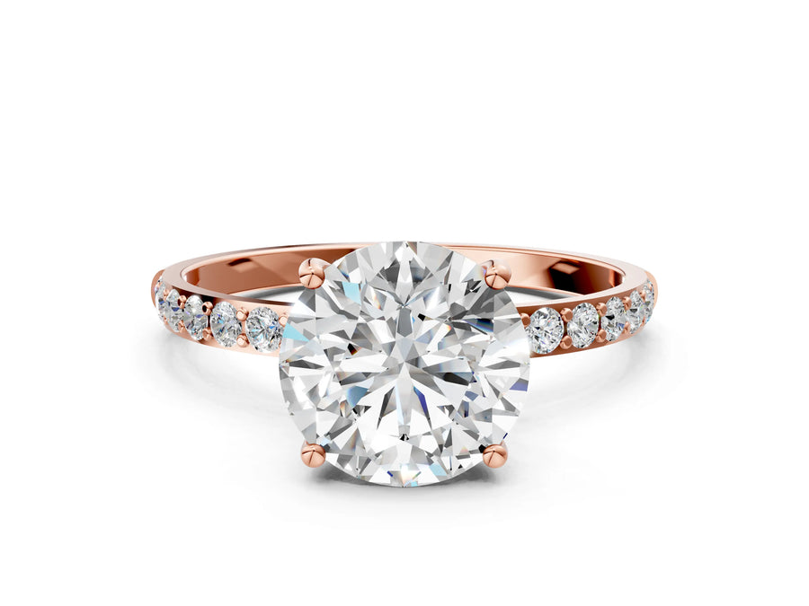 Rose gold Round Diamond Pavé Band with Six-Prong Setting